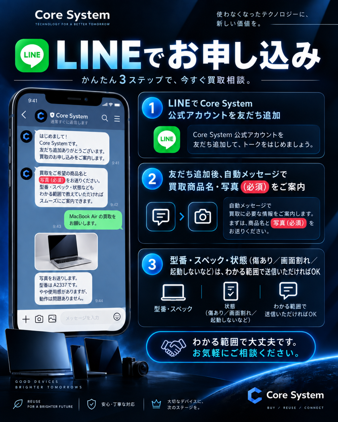 LINEでお申し込み かんたん3ステップ