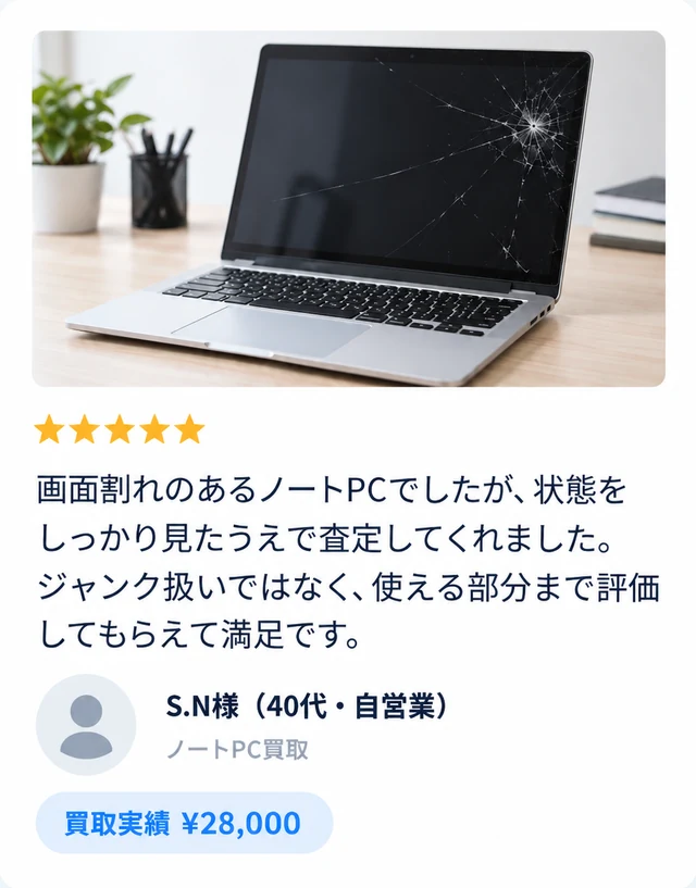 S.N様（40代・自営業）ノートPC買取 ¥28,000